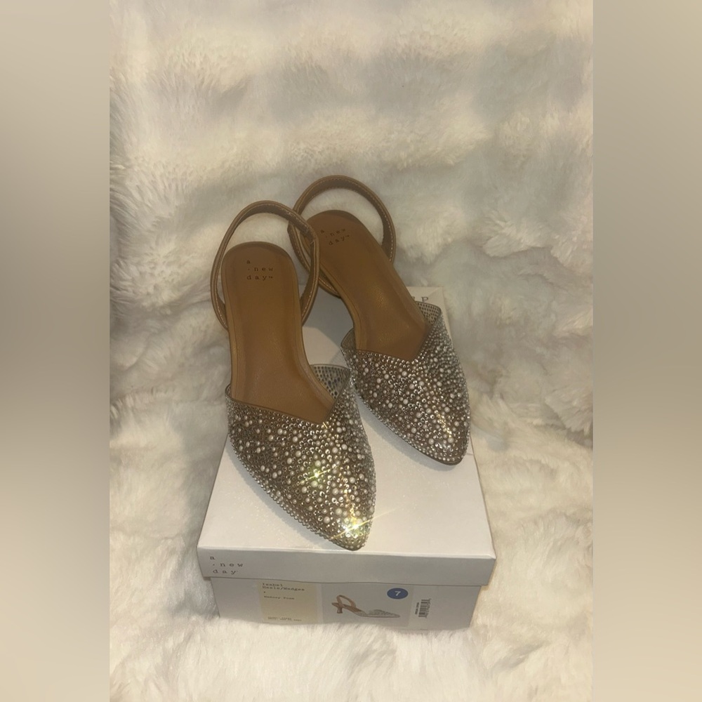 Women's Isabel Embellished Slingback Kitten Heels - A New Day Clear - Picture 3 of 9